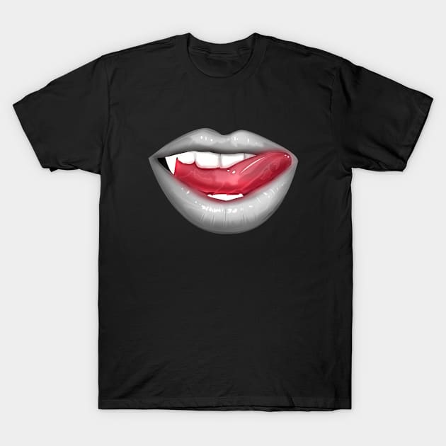 Vampire Lips - White T-Shirt by adamzworld